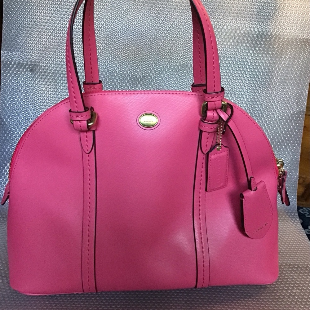 Coach Pink Bag with Gold Logo